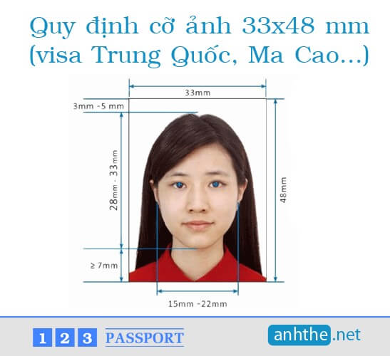 Quy định cỡ ảnh 33x48mm visa Trung Quốc (ảnh internet)