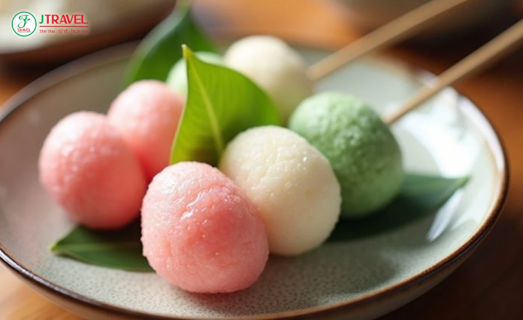 bánh gạo viên xiên que Nhật Bản phủ sốt ngọt