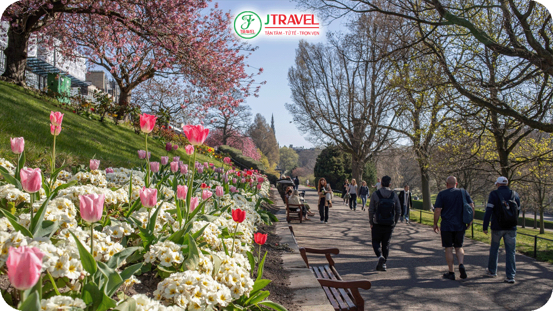 Ngồi xuống Princes Street Gardens, nhâm nhi cà phê và ngắm hoa