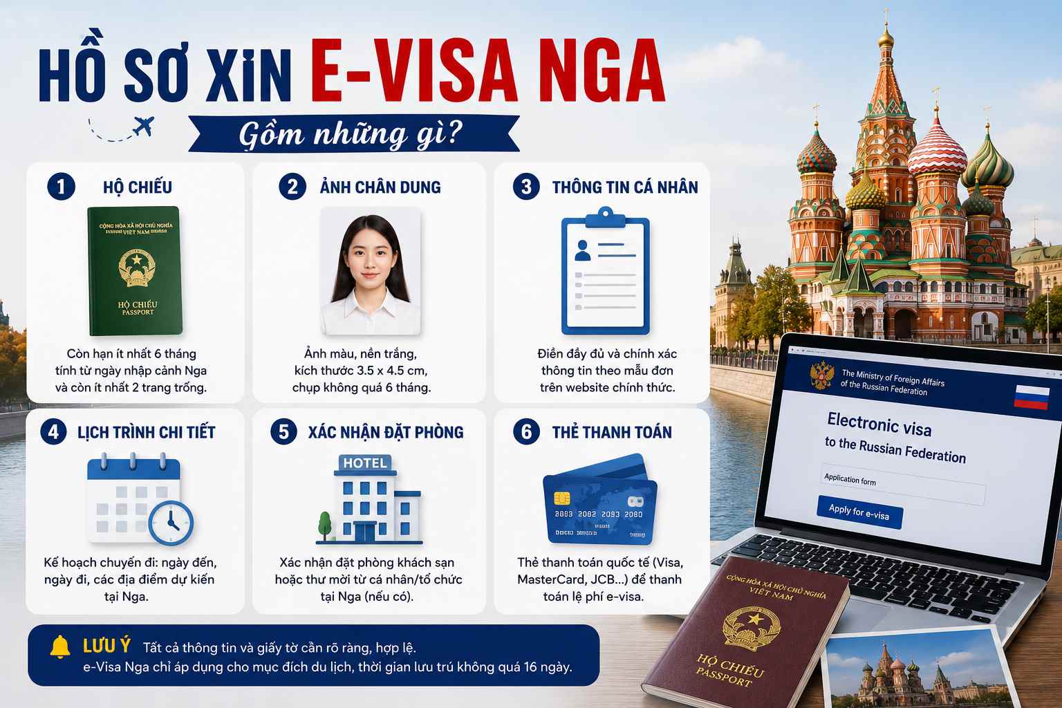 Hồ sơ xin e-visa Nga gồm những gì