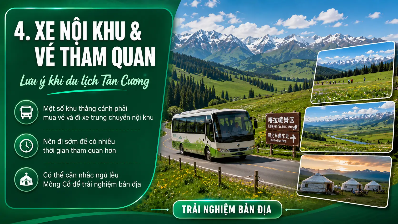 Một số điểm tham quan có quy định xe trung chuyển nội khu