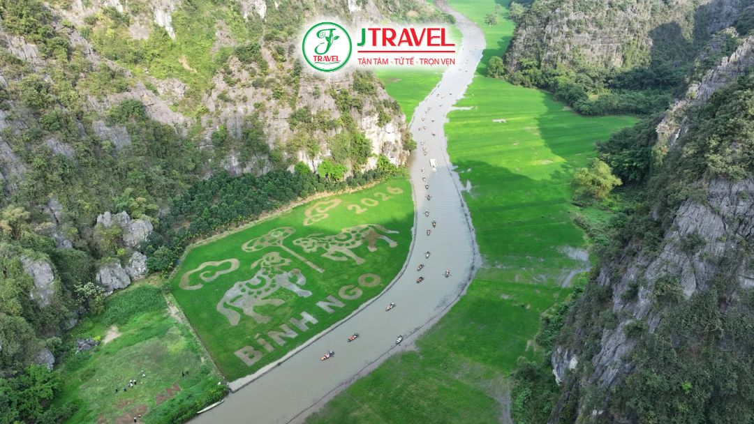 Góc nhìn từ trên cao cánh đồng nghệ thuật Tam Cốc