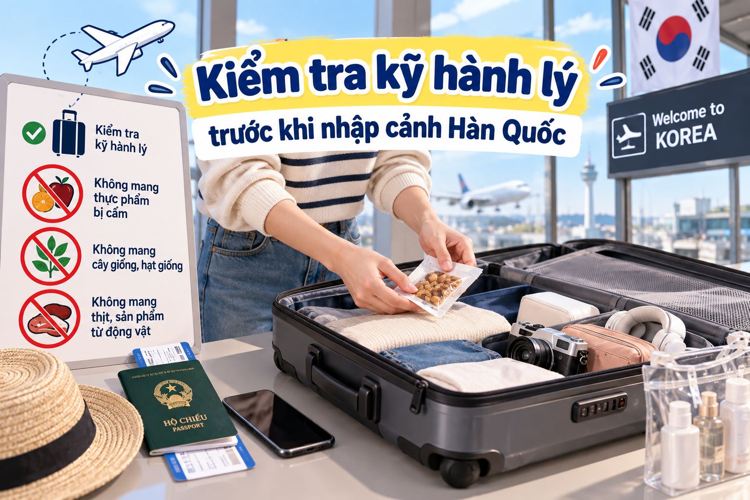 Kiểm tra kỹ hành lý trước khi nhập cảnh Hàn Quốc