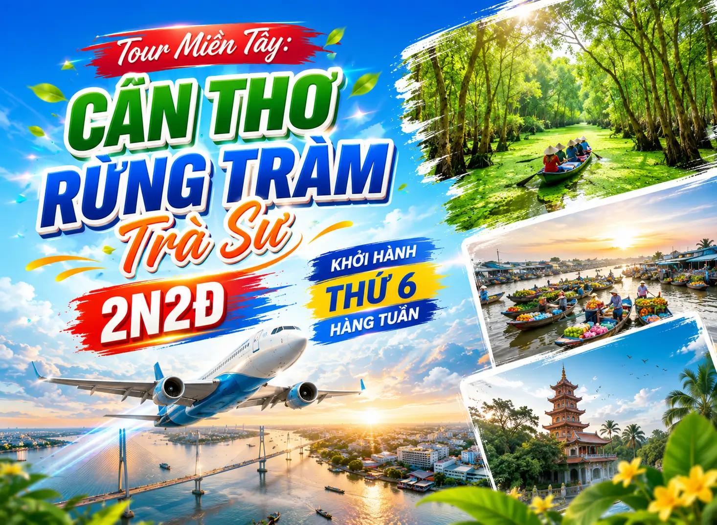 Tour Miền Tây: Cần Thơ - Rừng Tràm Trà Sư 2N2Đ | Khởi Hành Thứ 6 Hàng Tuần