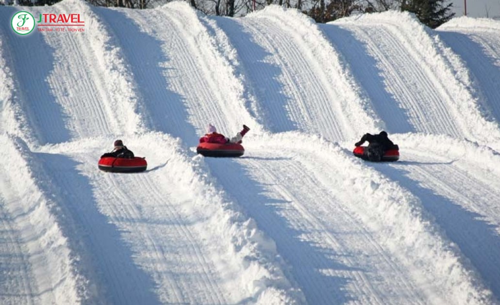 Hoạt động tubing vui nhộn trong tour du lịch Nhật Bản mùa đông