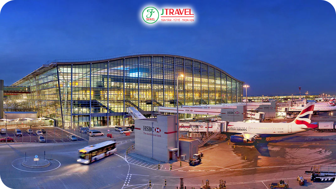 các chuyến bay quốc tế đến Anh thường hạ cánh tại sân bay Heathrow