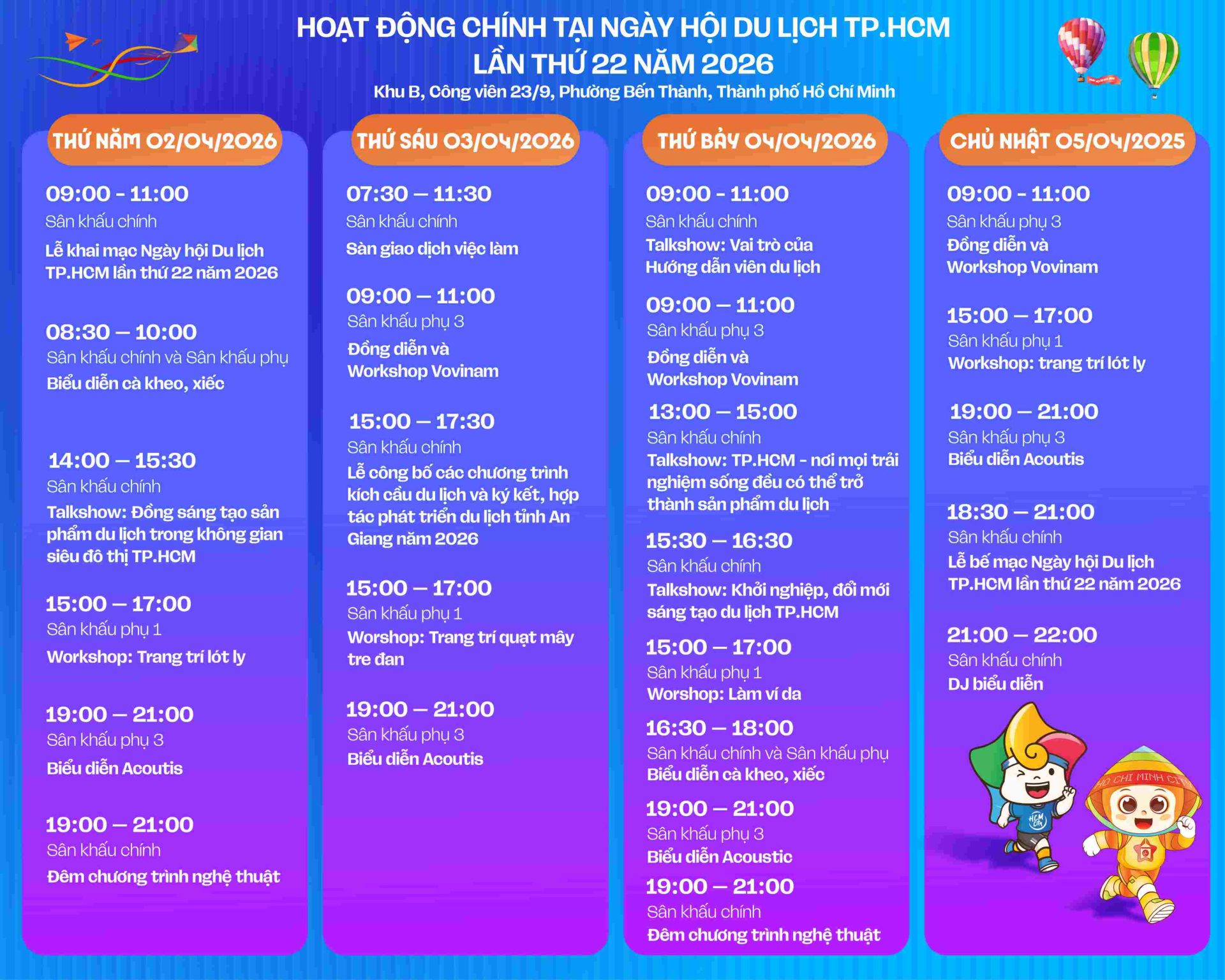 Lịch trình Ngày hội du lịch