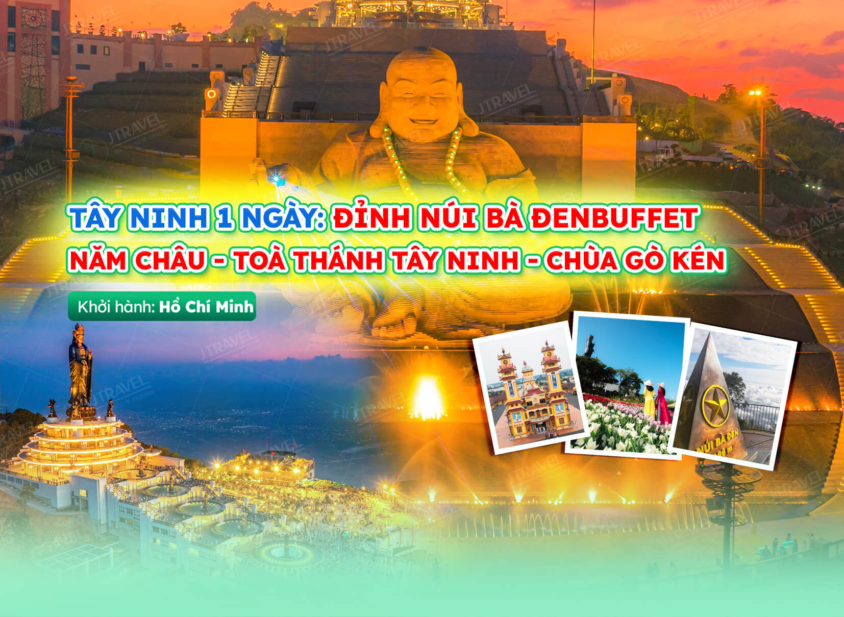 Tour Tây Ninh: Đỉnh Núi Bà Đen - Buffet Năm Châu - Toà Thánh Tây Ninh - Chùa Gò Kén Trong Ngày