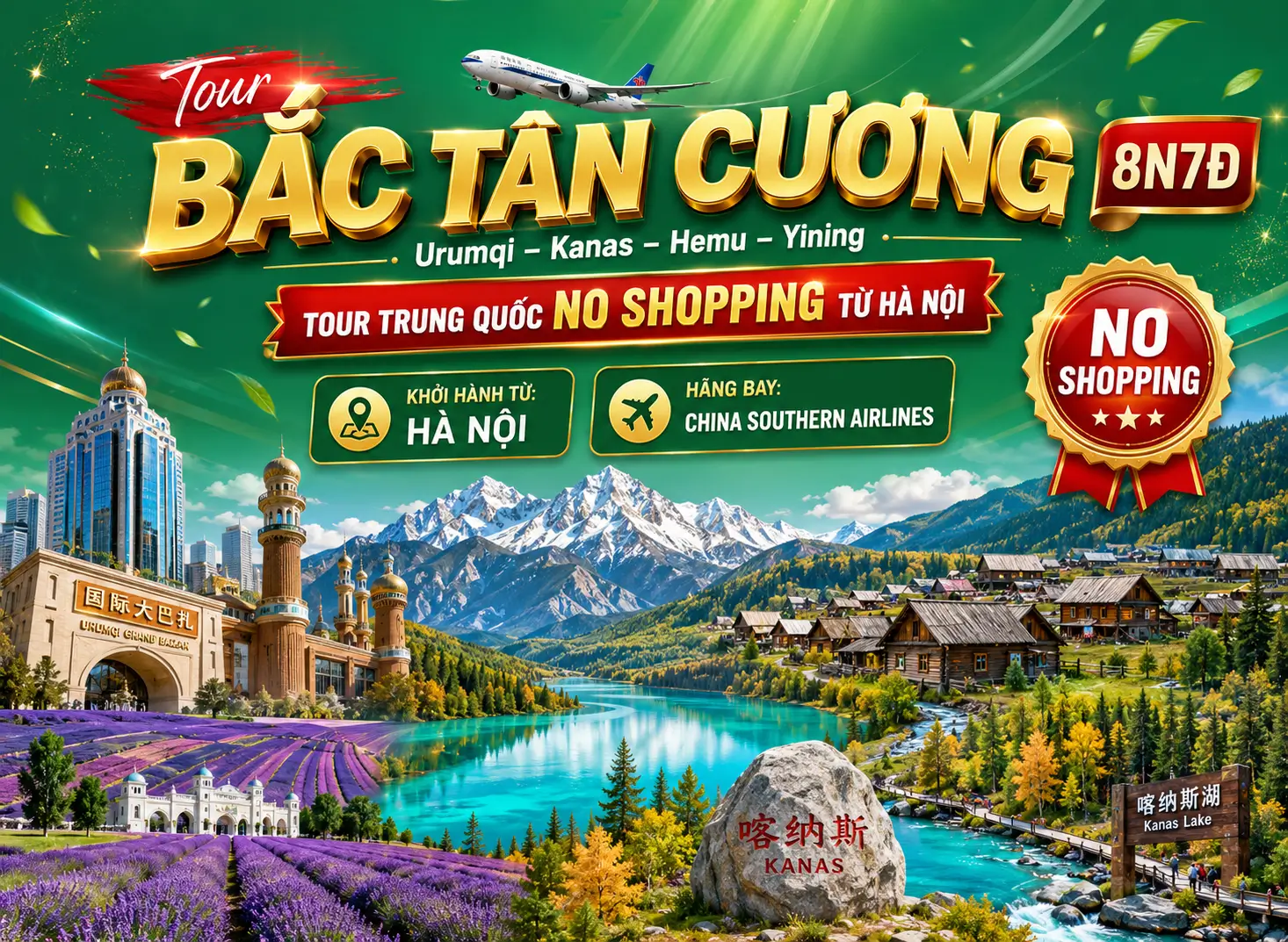 Tour Bắc Tân Cương: Urumqi – Kanas – Hemu – Yining 8N7Đ | Tour Trung Quốc No Shopping Từ Hà Nội