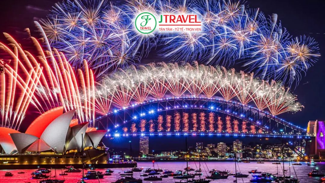 Pháo hoa Giao thừa tại khu vực Sydney Harbour Bridge