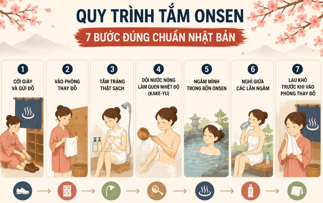 Quy trình tắm Onsen đúng chuẩn Nhật Bản từ A-Z