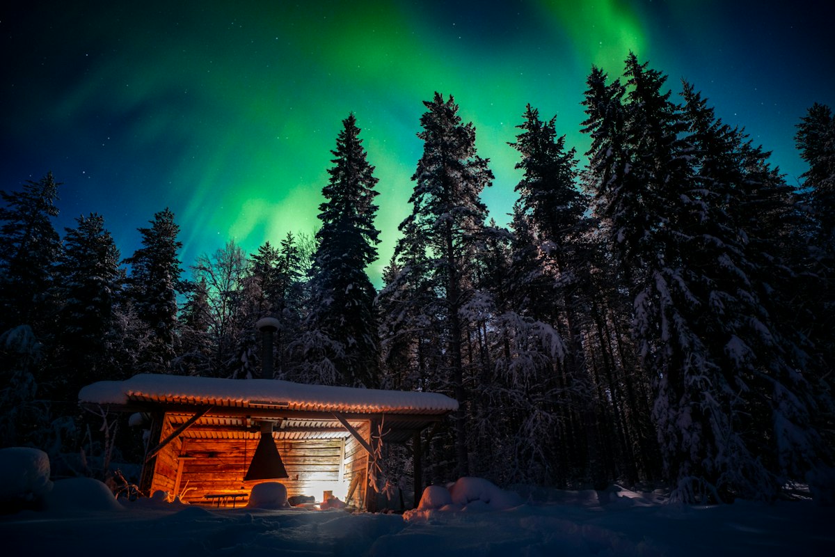 Cực quang trên cánh rừng tuyết Lapland, Phần Lan