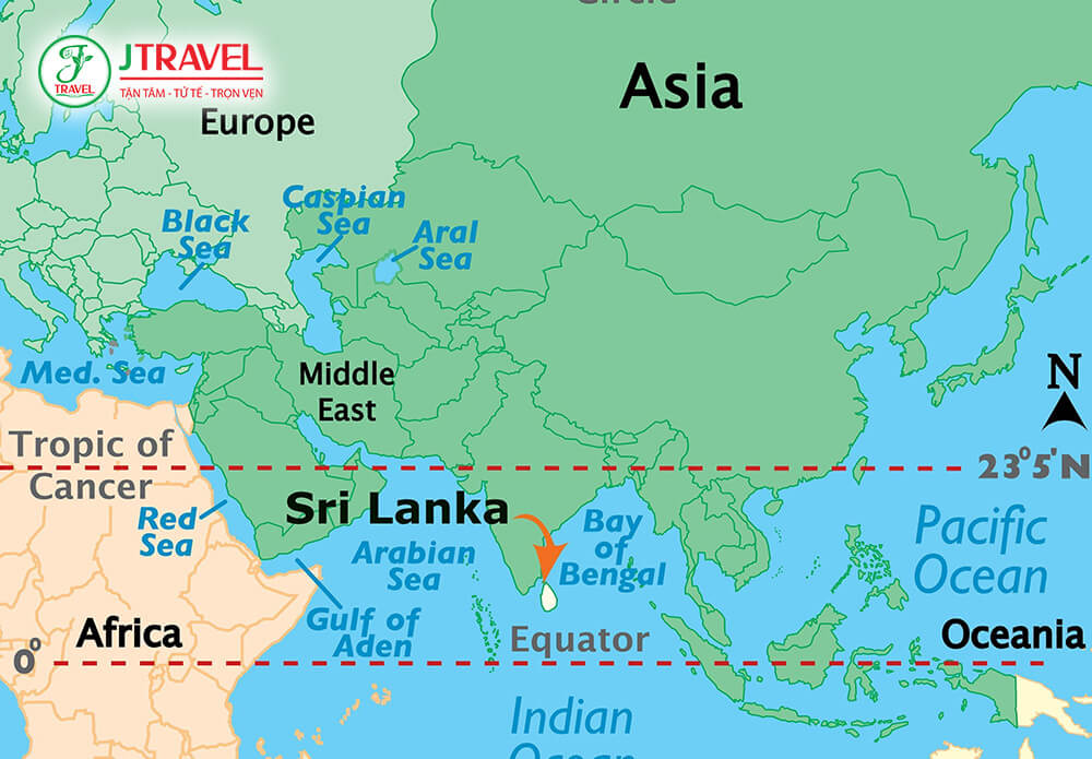 Sri Lanka là đảo quốc nằm trên Ấn Độ Dương