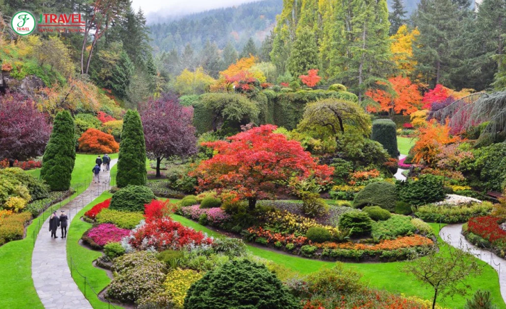 Vườn hoa Butchart trên đảo Vancouver, Canada ngập tràn sắc màu mùa xuân