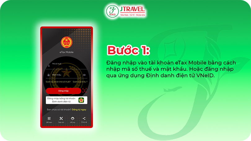 Bước 1. Đăng nhập vào tài khoản eTax Mobile