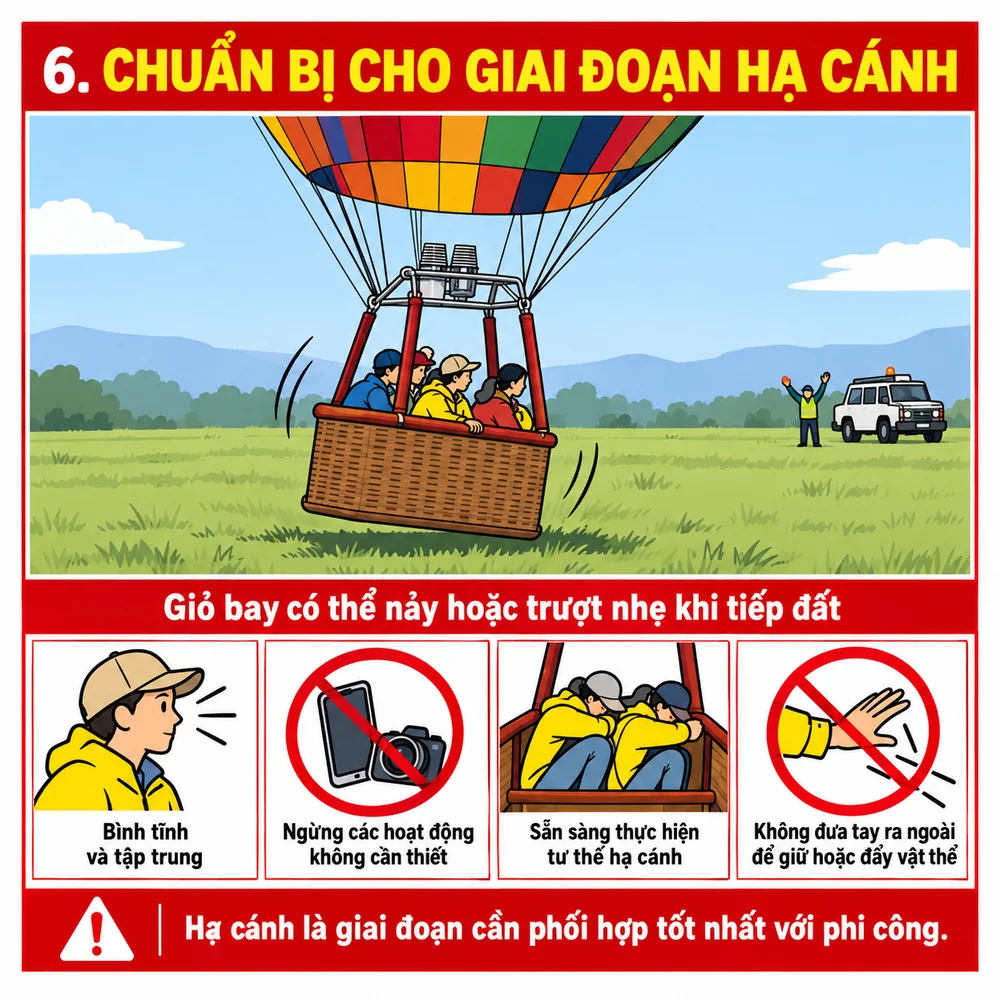 Giỏ khinh khí cầu có thể nảy hoặc trượt nhẹ khi hạ cánh ở Cappadocia Giỏ khinh khí cầu có thể nảy hoặc trượt nhẹ khi hạ cánh ở Cappadocia