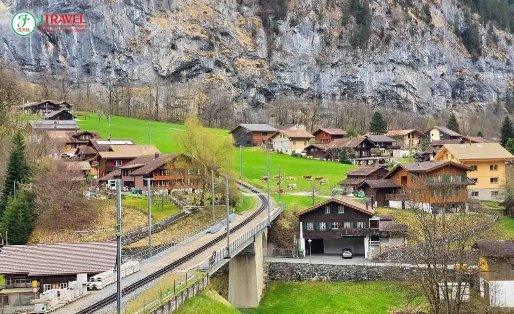 Mùa hè Lauterbrunnen Thụy Sĩ thung lũng xanh mướt với hoa dại