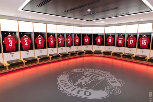 Phòng thay đồ của cầu thủ Manchester United (ảnh internet)