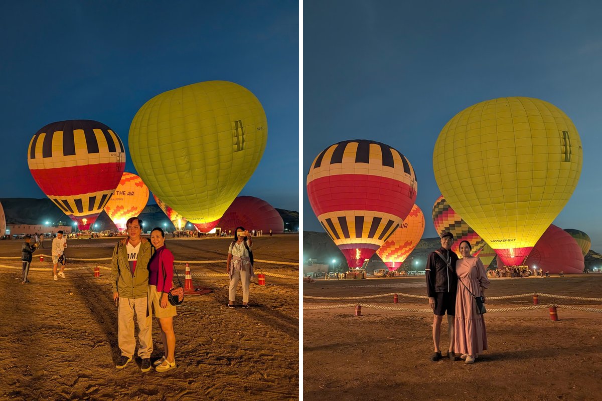 Du khách chụp ảnh cùng khinh khí cầu ở Luxor
