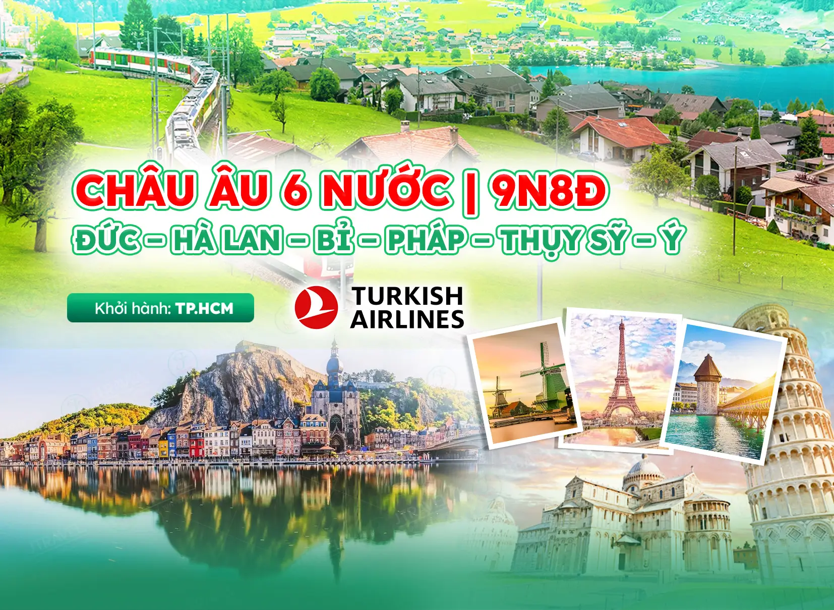 Tour Châu Âu 6 Nước: Đức – Hà Lan – Bỉ – Pháp – Thụy Sỹ – Ý 9N8Đ | Bay Turkmenistan Airlines