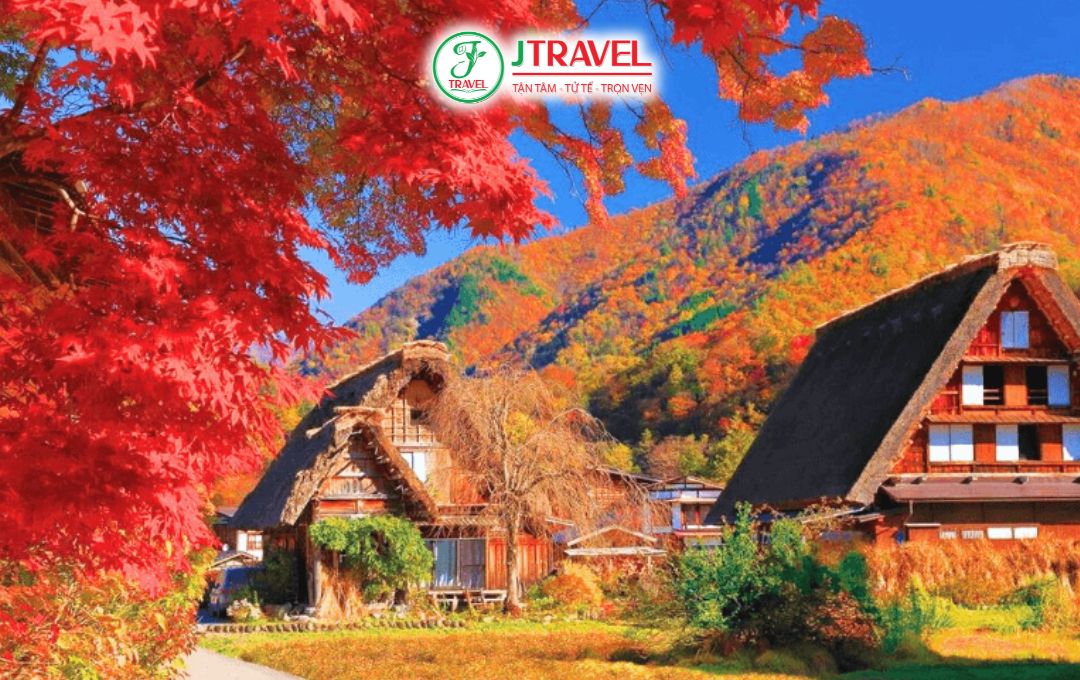 Làng Shirakawago mùa lá đỏ
