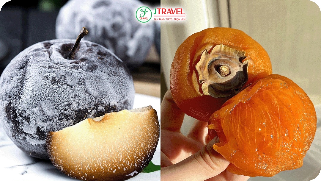 Lê đông (冰梨) và hồng đông (冰柿子) là món ăn vặt thú vị khi du lịch Cáp Nhĩ Tân