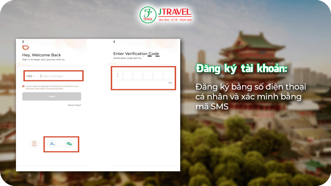 Đăng ký tài khoản bằng số điện thoại quốc tế