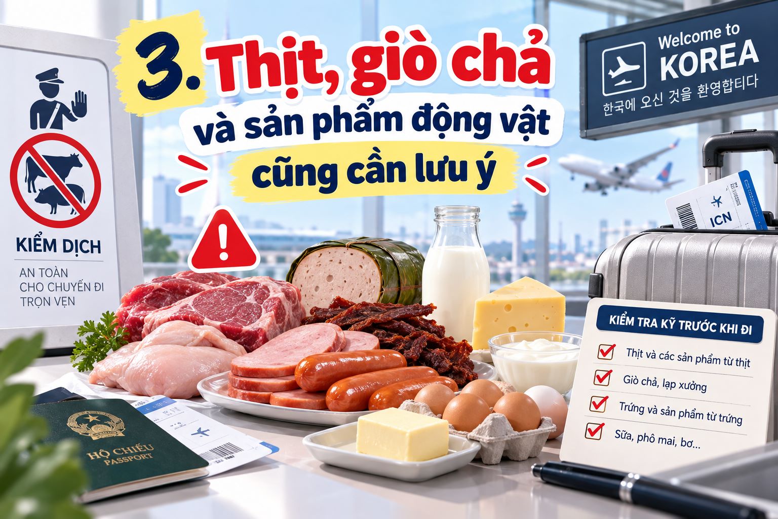 Thịt, giò chả và sản phẩm động vật cũng cần lưu ý