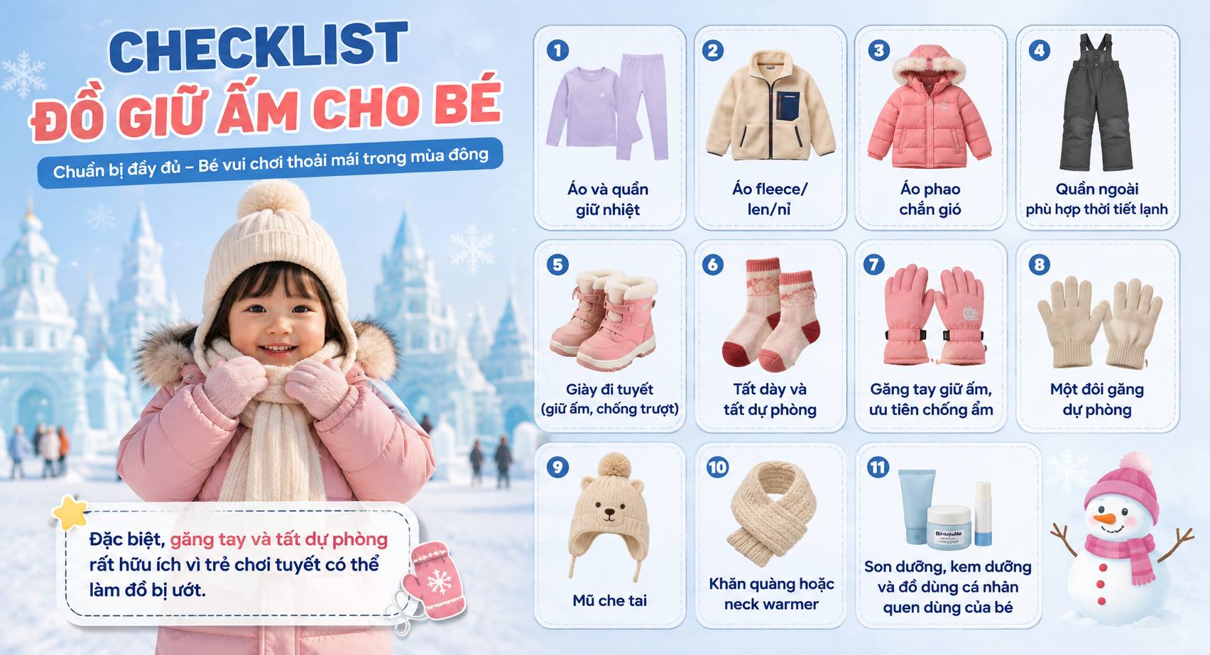 Checklist đồ giữ ấm cho bé