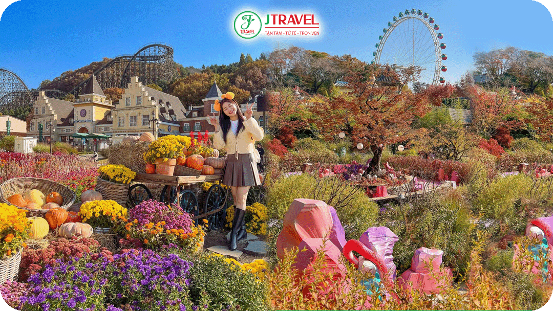 Vui chơi tại công viên Everland rực rỡ sắc thu