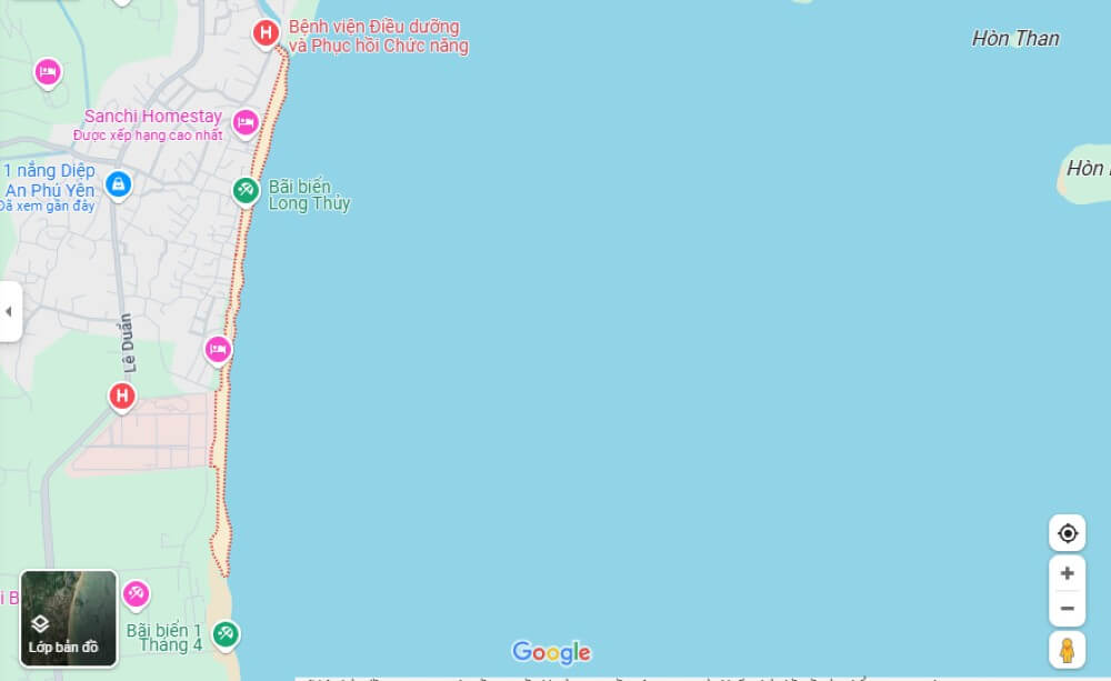 Bản đồ đến bãi biển Long Thủy