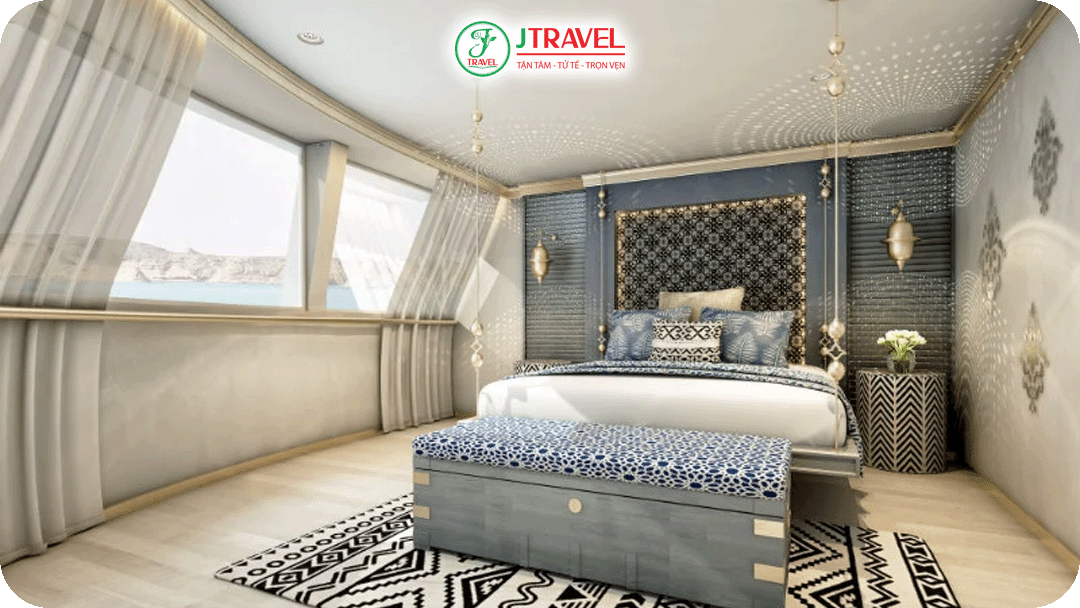 Các phòng nghỉ trên du thuyền Sanctuary Nile Adventurer được bố trí hợp lý