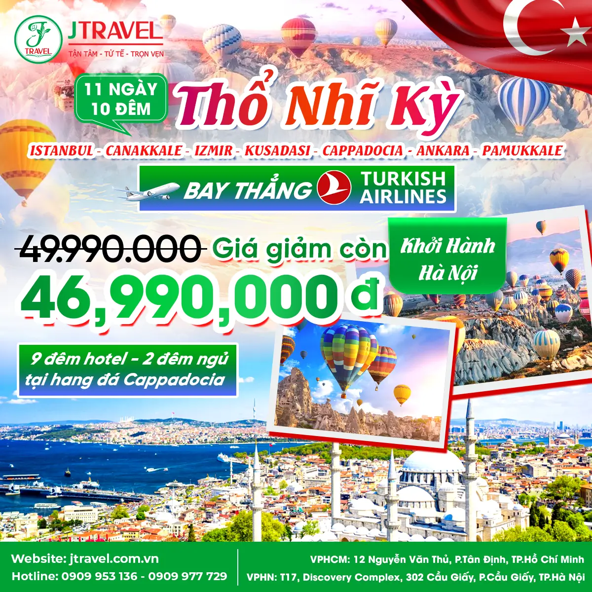 J Travel Tổ Chức Tour Thổ Nhĩ Kỳ Bay Turkish Airlines