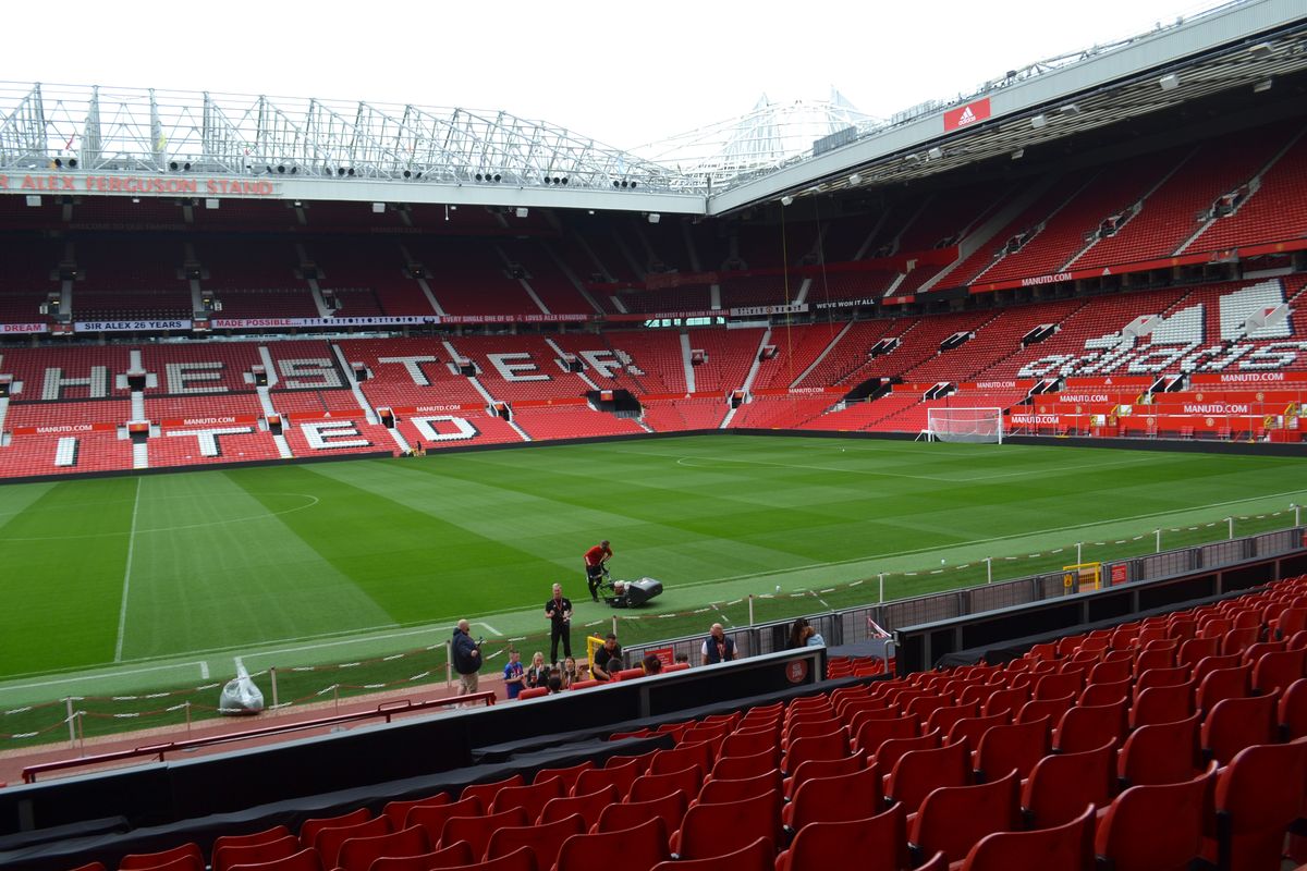 Toàn cảnh mặt sân và các khán đài Old Trafford