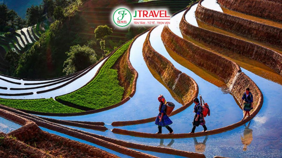 Ruộng bậc thang bước vào mùa xuân