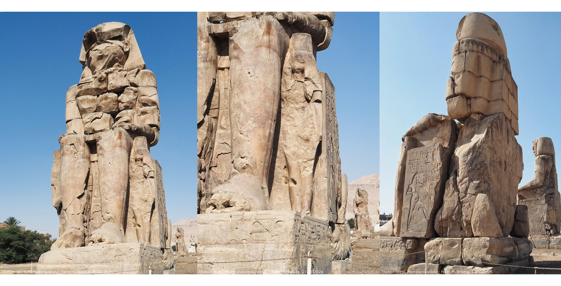 Cặp Colossi of Memnon nổi tiếng cao khoảng 18 mét. Nguồn: Sưu tầm internet