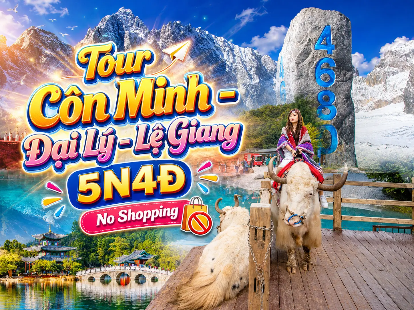 Tour Trung Quốc No Shopping: Côn Minh - Đại Lý - Lệ Giang 5N4Đ