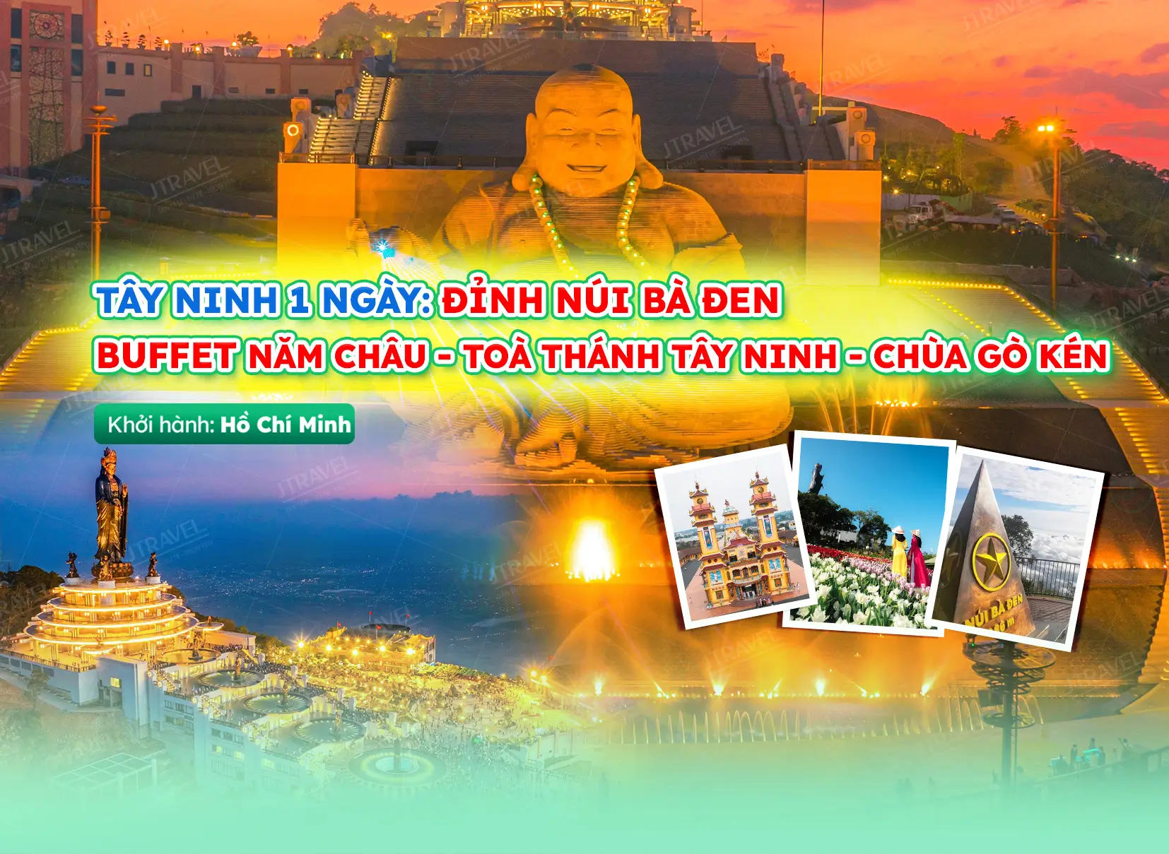 Tour Tây Ninh: Đỉnh Núi Bà Đen - Buffet Năm Châu - Toà Thánh Tây Ninh - Chùa Gò Kén Trong Ngày