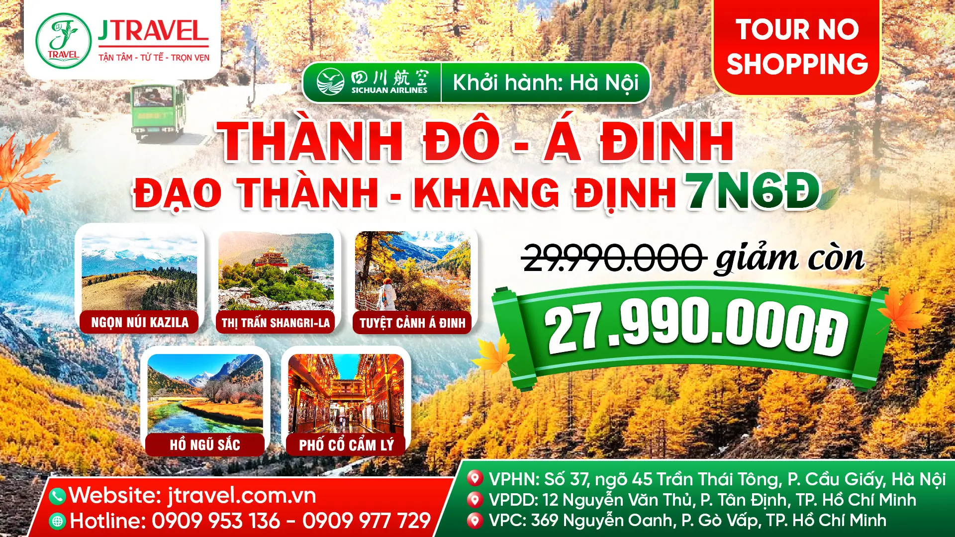 Tour Á Đinh J Travel khuyến mãi 3 triệu - giá tốt khởi hành mùa thu đẹp nhất năm