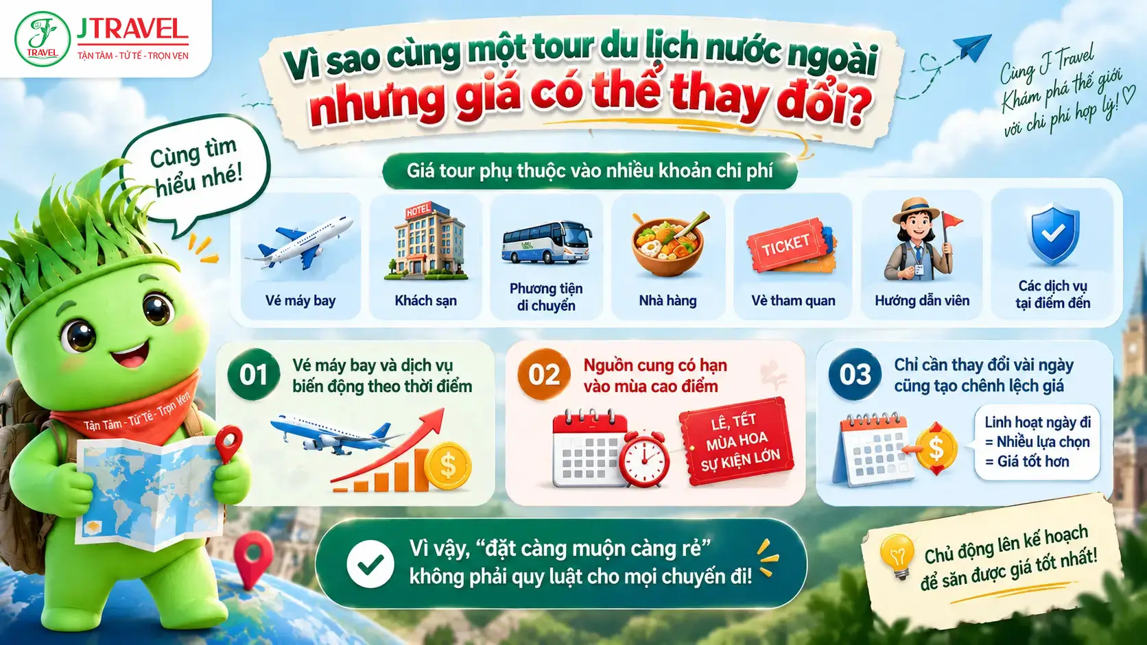 Lý do cùng một tour du lịch nước ngoài nhưng giá có thể thay đổi