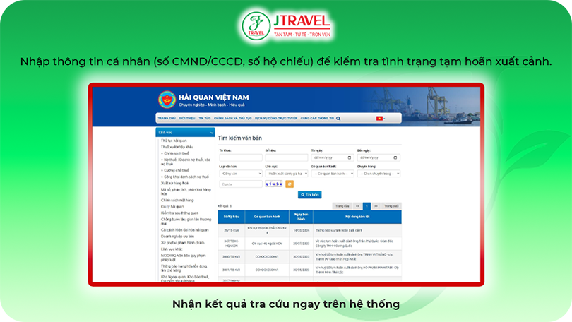 Tra cứu trên website của Tổng cục Hải quan