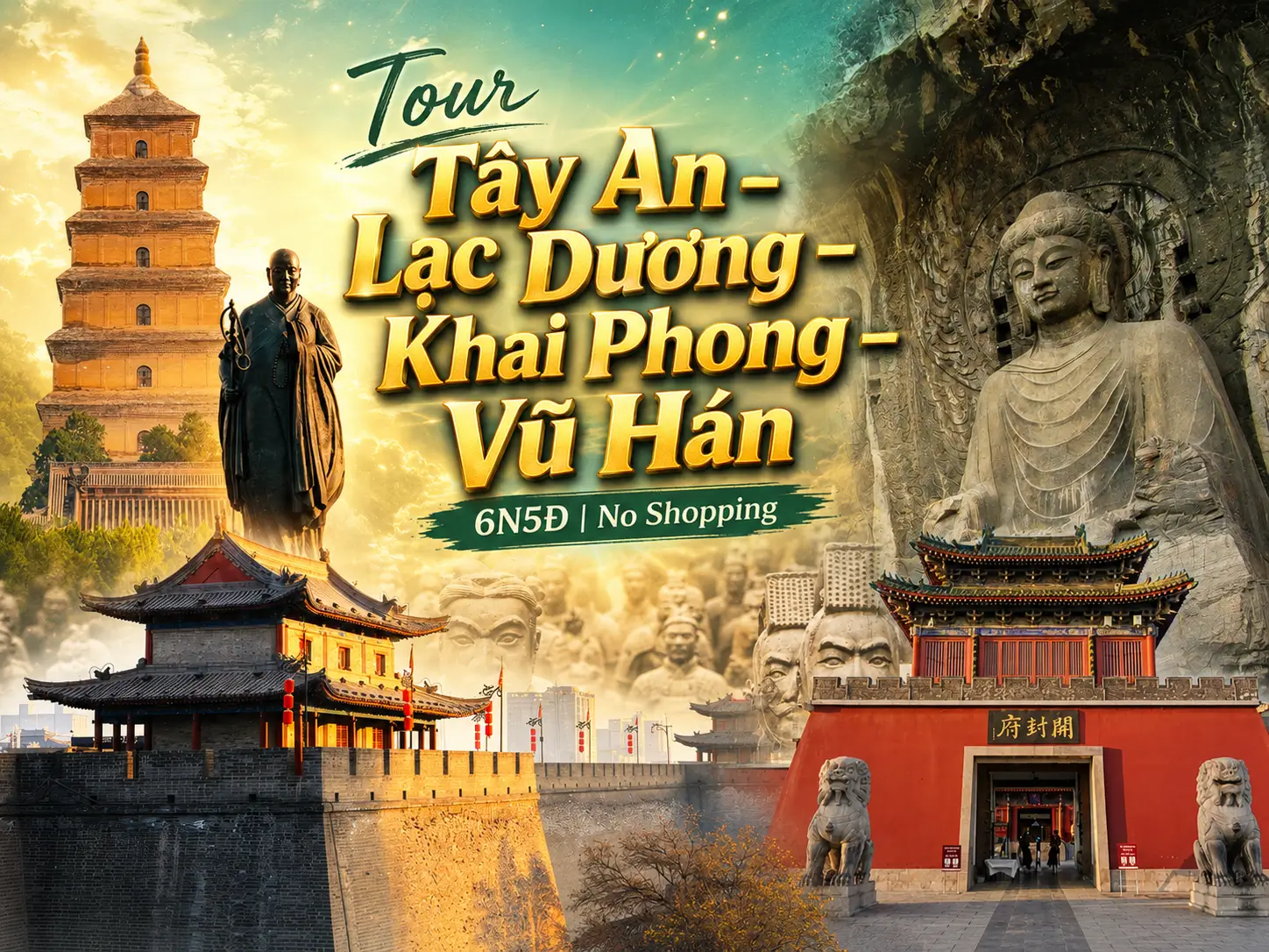 Tour Trung Quốc: Tây An – Lạc Dương – Khai Phong – Vũ Hán 6N5Đ | No Shopping