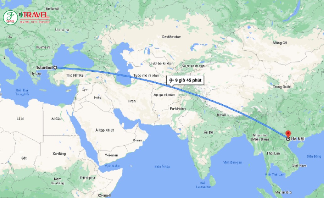 Khoảng cách Việt Nam – Thổ Nhĩ Kỳ và thời gian bay