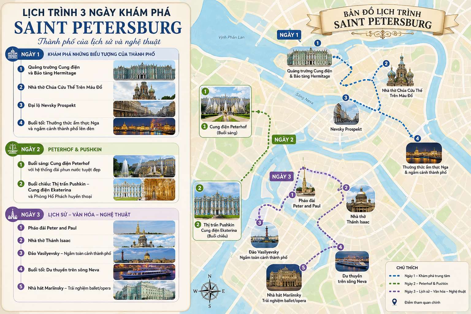Gợi Ý Lịch Trình Saint Petersburg 3 Ngày