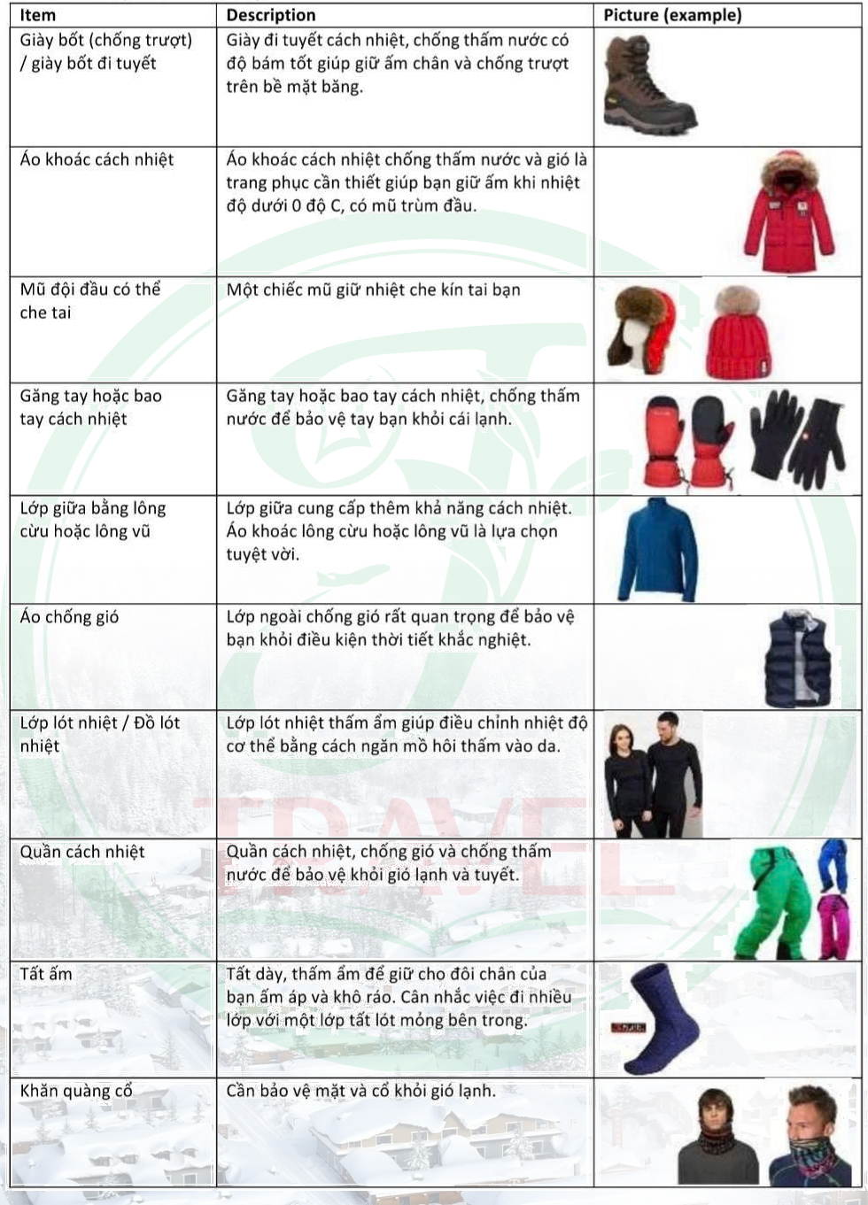 Những vật dụng cần thiết khi du lịch mùa đông