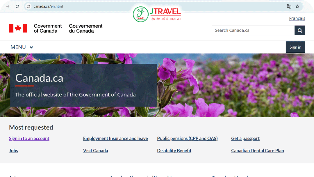 Trang web xin visa Canada online