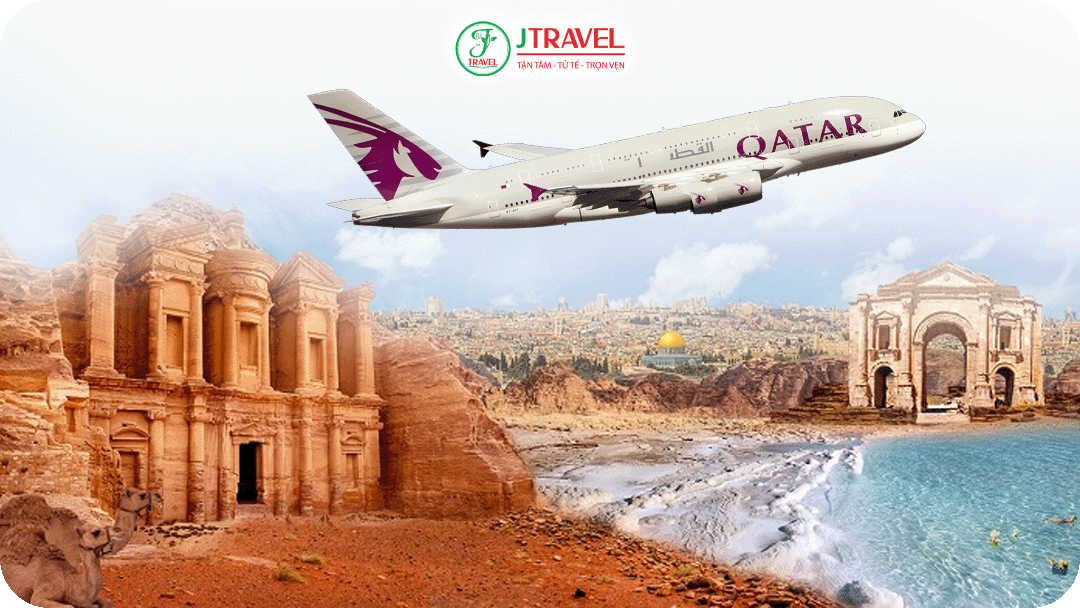 Có thể di chuyển đến Jordan bằng hãng hàng không Qatar Airways