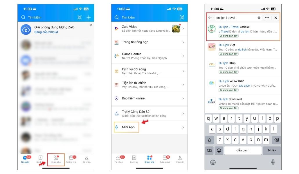 Thực hiện truy cập mini app bằng zalo