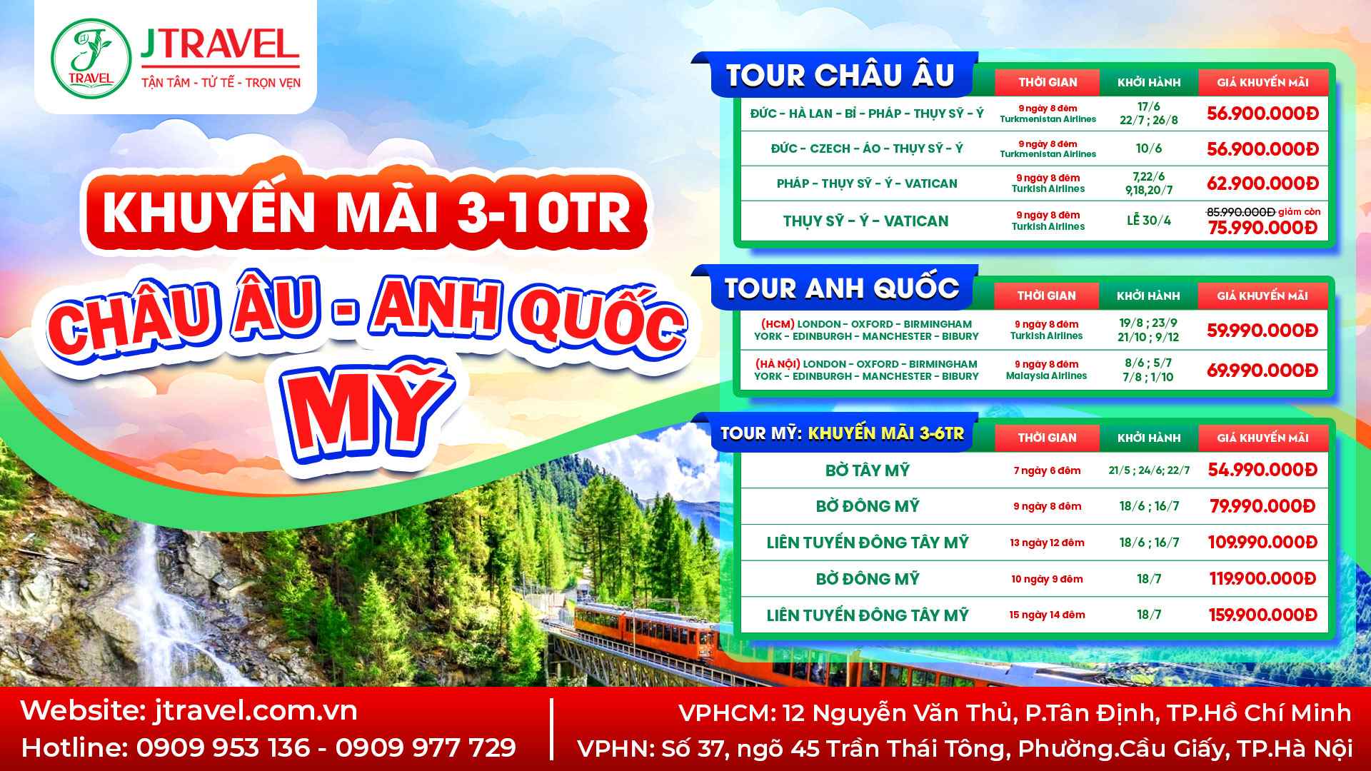 Lịch trình tour Châu Âu của J Travel