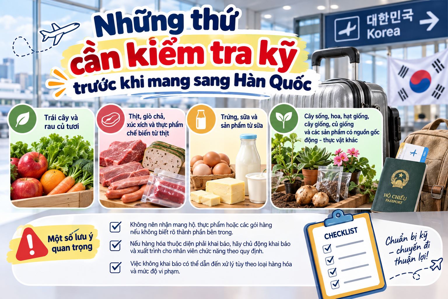 Những thứ cần kiểm tra kỹ trước khi mang sang Hàn Quốc
